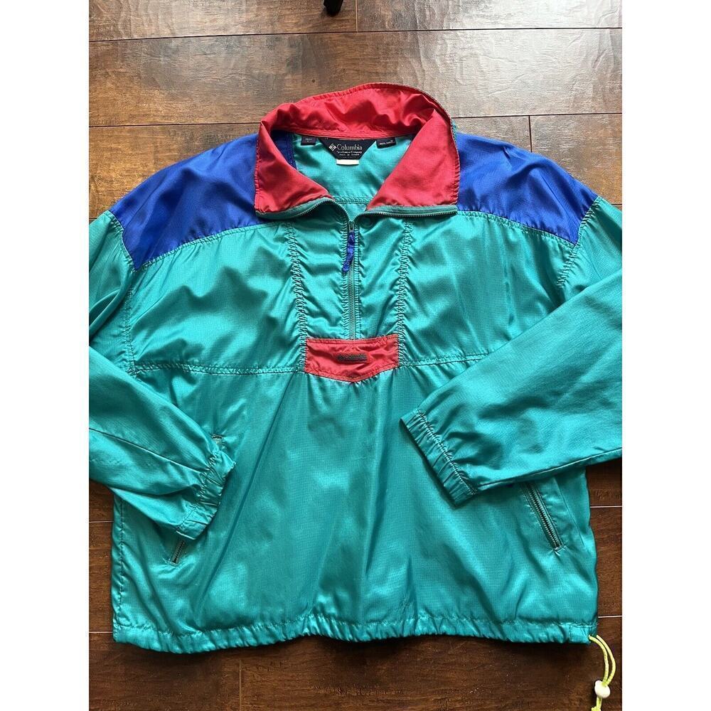 Vintage 90s Columbia Sportwear 1/4 Zip Pull Over Jacket READ BELOW